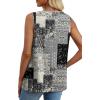 image:imageXIEERDUO Womens Tank Tops Sleeveless Lace Crochet Boho Tops Loose Fit Pleated Tunics Crewneck Summer Vacation Outfits FlowyPatternedgrey Print