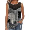 image:imageXIEERDUO Womens Tank Tops Sleeveless Lace Crochet Boho Tops Loose Fit Pleated Tunics Crewneck Summer Vacation Outfits FlowyPatternedgrey Print