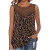 image:imageXIEERDUO Womens Tank Tops Sleeveless Lace Crochet Boho Tops Loose Fit Pleated Tunics Crewneck Summer Vacation Outfits FlowyPatternedleopard Print