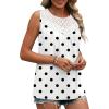 image:imageXIEERDUO Womens Tank Tops Sleeveless Lace Crochet Boho Tops Loose Fit Pleated Tunics Crewneck Summer Vacation Outfits FlowyPatternedpolka Dots