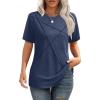 image:imageXIEERDUO Womens Summer Tops 2026 Pleated Round Neck Short Sleeve Shirts Business CasualNavy