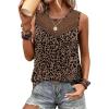 image:imageXIEERDUO Womens Tank Tops Sleeveless Lace Crochet Boho Tops Loose Fit Pleated Tunics Crewneck Summer Vacation Outfits FlowyPatternedleopard Print