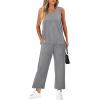 image:imageXIEERDUO Two Piece Sets for Women Summer Vacation Travel Outfits V Neck Lounge Matching SetsGrey