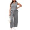image:imageXIEERDUO Two Piece Sets for Women Summer Vacation Travel Outfits V Neck Lounge Matching SetsGrey