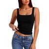 image:imageXIEERDUO Womens Square Neck Fitted Tank Tops Double Layer Seamless Slim Fit Shirts 2025 Basic Spring SummerA Cropped Tank Top Black