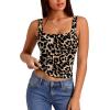 image:imageXIEERDUO Womens Square Neck Fitted Tank Tops Double Layer Seamless Slim Fit Shirts 2025 Basic Spring SummerA Cropped Tank Top Leopard