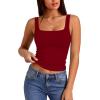 image:imageXIEERDUO Womens Square Neck Fitted Tank Tops Double Layer Seamless Slim Fit Shirts 2025 Basic Spring SummerA Cropped Tank Top Red