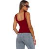 image:imageXIEERDUO Womens Square Neck Fitted Tank Tops Double Layer Seamless Slim Fit Shirts 2025 Basic Spring SummerA Cropped Tank Top Red