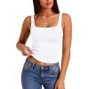 image:imageXIEERDUO Womens Square Neck Fitted Tank Tops Double Layer Seamless Slim Fit Shirts 2025 Basic Spring SummerA Cropped Tank Top White