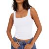 image:imageXIEERDUO Womens Square Neck Fitted Tank Tops Double Layer Seamless Slim Fit Shirts 2025 Basic Spring SummerA Cropped Tank Top White