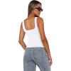 image:imageXIEERDUO Womens Square Neck Fitted Tank Tops Double Layer Seamless Slim Fit Shirts 2025 Basic Spring SummerA Cropped Tank Top White
