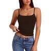 image:imageXIEERDUO Womens Square Neck Fitted Tank Tops Double Layer Seamless Slim Fit Shirts 2025 Basic Spring SummerB Spaghetti Strap Coffee