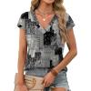 image:imageXIEERDUO Womens Summer Tops Short Sleeve Shrits 2026 Trendy V Neck Spring Outfits Beach Vacation ClothesPatternedgrey Print