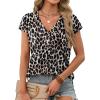 image:imageXIEERDUO Womens Summer Tops Short Sleeve Shrits 2026 Trendy V Neck Spring Outfits Beach Vacation ClothesPatternedleopard Print