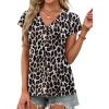 image:imageXIEERDUO Womens Summer Tops Short Sleeve Shrits 2026 Trendy V Neck Spring Outfits Beach Vacation ClothesPatternedleopard Print