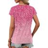 image:imageXIEERDUO Womens Summer Tops Short Sleeve Shrits 2026 Trendy V Neck Spring Outfits Beach Vacation ClothesPatternedpink Gradient