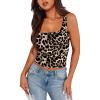 image:imageXIEERDUO Womens Square Neck Fitted Tank Tops Double Layer Seamless Slim Fit Shirts 2025 Basic Spring SummerA Cropped Tank Top Leopard