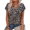 image:imageXIEERDUO Womens Summer Tops Short Sleeve Shrits 2026 Trendy V Neck Spring Outfits Beach Vacation ClothesPatternedleopard Print