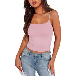 image:imageXIEERDUO Womens Square Neck Fitted Tank Tops Slim Fit Shirts 2026 Basic Spring Summer Pink XL