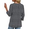 image:imageXIEERDUO 34 Length Sleeve Womens Tops V Neck T Shirts Summer Clothes Basic Blouses Dressy Casual 2026 Spring OutfitsPatternedblack Striped