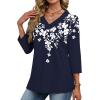 image:imageXIEERDUO 34 Length Sleeve Womens Tops V Neck T Shirts Summer Clothes Basic Blouses Dressy Casual 2026 Spring OutfitsPatternedblue Floral