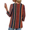 image:imageXIEERDUO 34 Length Sleeve Womens Tops V Neck T Shirts Summer Clothes Basic Blouses Dressy Casual 2026 Spring OutfitsPatternedboho Brown Striped