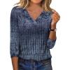 image:imageXIEERDUO 34 Length Sleeve Womens Tops V Neck T Shirts Summer Clothes Basic Blouses Dressy Casual 2026 Spring OutfitsPatternedboho Navy