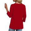 image:imageXIEERDUO 34 Length Sleeve Womens Tops V Neck T Shirts Summer Clothes Basic Blouses Dressy Casual 2026 Spring OutfitsRed