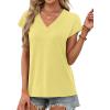 image:imageXIEERDUO Womens Summer Tops Short Sleeve Shrits 2026 Trendy V Neck Spring Outfits Beach Vacation ClothesButter Yellow