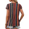 image:imageXIEERDUO Womens Summer Tops Short Sleeve Shrits 2026 Trendy V Neck Spring Outfits Beach Vacation ClothesPatternedboho Brown Striped