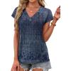 image:imageXIEERDUO Womens Summer Tops Short Sleeve Shrits 2026 Trendy V Neck Spring Outfits Beach Vacation ClothesPatternedboho Navy