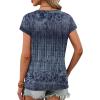 image:imageXIEERDUO Womens Summer Tops Short Sleeve Shrits 2026 Trendy V Neck Spring Outfits Beach Vacation ClothesPatternedboho Navy