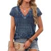 image:imageXIEERDUO Womens Summer Tops Short Sleeve Shrits 2026 Trendy V Neck Spring Outfits Beach Vacation ClothesPatternedboho Navy