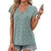 image:imageXIEERDUO Womens Summer Tops Short Sleeve Shrits 2026 Trendy V Neck Spring Outfits Beach Vacation ClothesPatternedgreen Floral