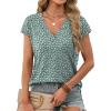 image:imageXIEERDUO Womens Summer Tops Short Sleeve Shrits 2026 Trendy V Neck Spring Outfits Beach Vacation ClothesPatternedgreen Floral