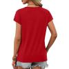 image:imageXIEERDUO Womens Summer Tops Short Sleeve Shrits 2026 Trendy V Neck Spring Outfits Beach Vacation ClothesRed
