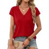 image:imageXIEERDUO Womens Summer Tops Short Sleeve Shrits 2026 Trendy V Neck Spring Outfits Beach Vacation ClothesRed