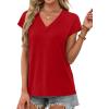 image:imageXIEERDUO Womens Summer Tops Short Sleeve Shrits 2026 Trendy V Neck Spring Outfits Beach Vacation ClothesRed
