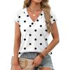 image:imageXIEERDUO Womens Summer Tops Short Sleeve Shrits 2026 Trendy V Neck Spring Outfits Beach Vacation ClothesPolka Dots