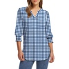 image:imageXIEERDUO Blouses for Women Dressy Casual 34 Length Sleeve Womens Tops V Neck T Shirts with Smocked CuffsBlue Stripes