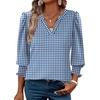 image:imageXIEERDUO Blouses for Women Dressy Casual 34 Length Sleeve Womens Tops V Neck T Shirts with Smocked CuffsBlue Stripes