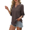 image:imageXIEERDUO Blouses for Women Dressy Casual 34 Length Sleeve Womens Tops V Neck T Shirts with Smocked CuffsBrown Dot