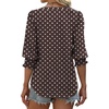 image:imageXIEERDUO Blouses for Women Dressy Casual 34 Length Sleeve Womens Tops V Neck T Shirts with Smocked CuffsBrown Dot
