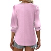image:imageXIEERDUO Blouses for Women Dressy Casual 34 Length Sleeve Womens Tops V Neck T Shirts with Smocked CuffsPink Stripes