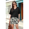 image:imageXIEERDUO Lounge Sets for Women Shorts Lightweight Summer Pajamas Set Sleepwear 2 Piece Sets Airport Vacation OutfitsBlack Floral