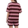 image:imageXIEERDUO Lounge Sets for Women Shorts Lightweight Summer Pajamas Set Sleepwear 2 Piece Sets Airport Vacation OutfitsBrown Pink Stripes