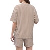image:imageXIEERDUO Lounge Sets for Women Shorts Lightweight Summer Pajamas Set Sleepwear 2 Piece Sets Airport Vacation OutfitsBrown Stripes