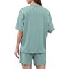 image:imageXIEERDUO Lounge Sets for Women Shorts Lightweight Summer Pajamas Set Sleepwear 2 Piece Sets Airport Vacation OutfitsGreen Stripes