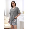 image:imageXIEERDUO Lounge Sets for Women Shorts Lightweight Summer Pajamas Set Sleepwear 2 Piece Sets Airport Vacation OutfitsGrey Floral