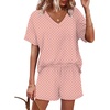 image:imageXIEERDUO Lounge Sets for Women Shorts Lightweight Summer Pajamas Set Sleepwear 2 Piece Sets Airport Vacation OutfitsPink Spots